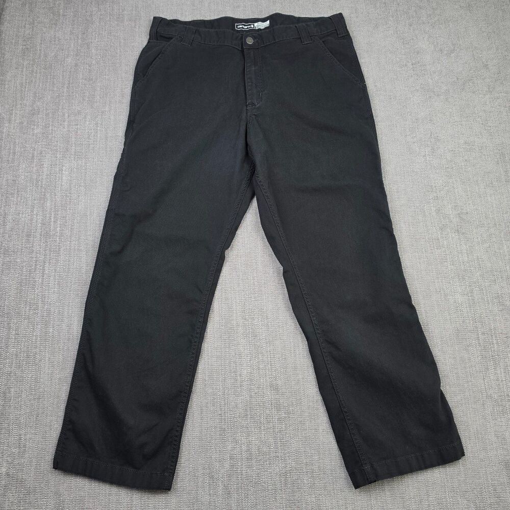 Carhartt Rugged Flex Relaxed Fit Canvas Work Pants Black Mens 38x30 BN2291-M